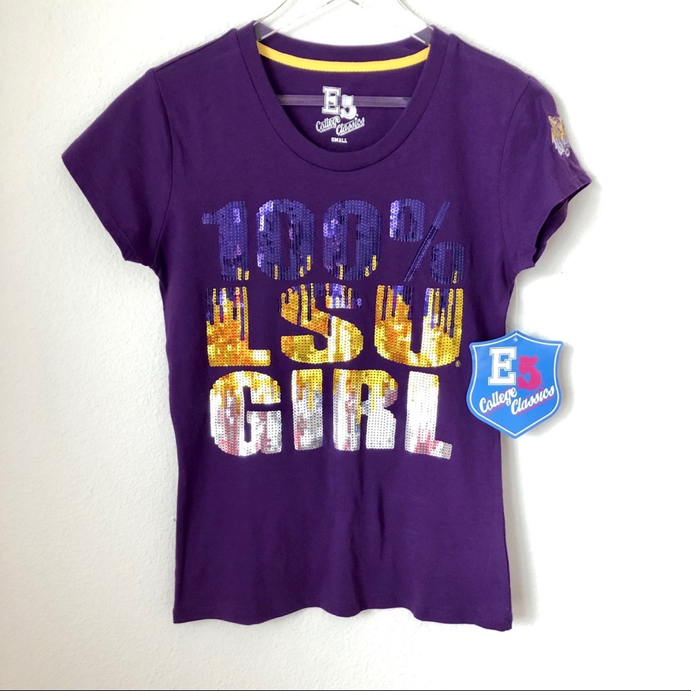 E5 College Classics 100% LSU Girl Shirt Size S